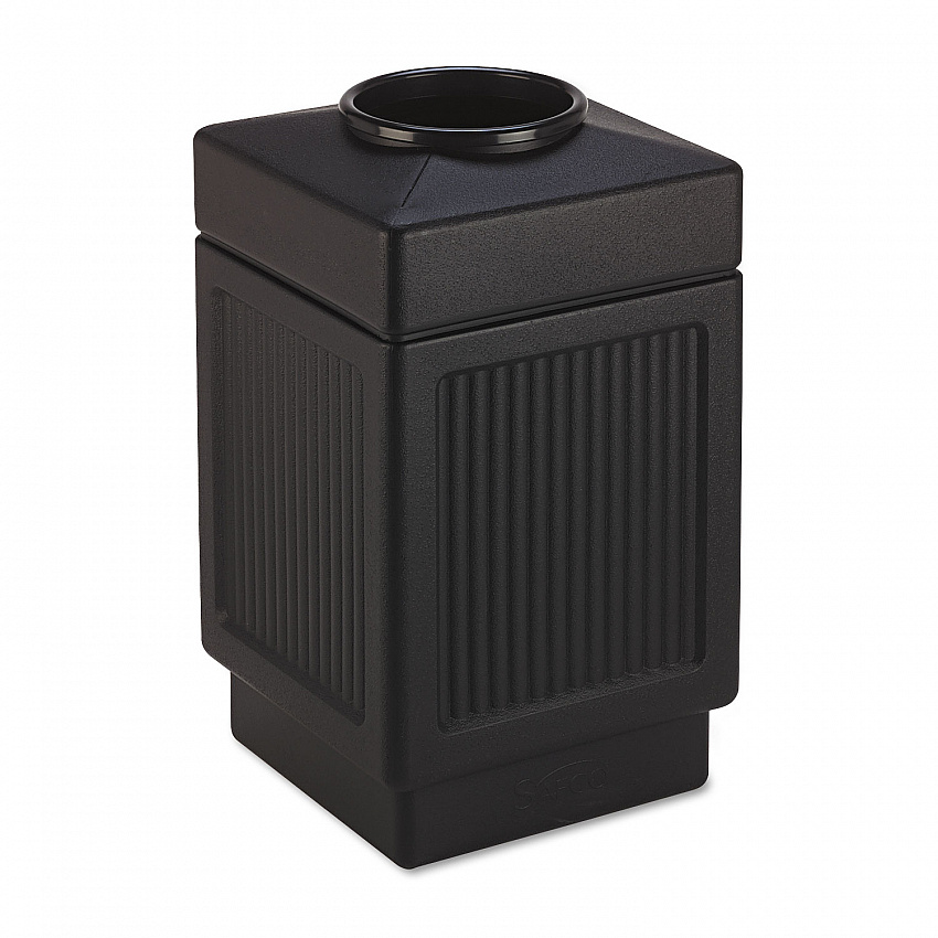 Canmeleon Recessed Panel Receptacles, Top-Open, 38 gal, Polyethylene, Black (9475BL)