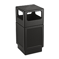 Canmeleon Recessed Panel Receptacles, Side-Open, 38 gal, Polyethylene, Black (9476BL)