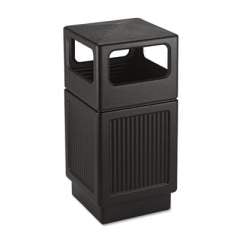 Safco Canmeleon Side-Open Receptacle, Square, Polyethylene, 38 gal, Textured Black (9476BL)
