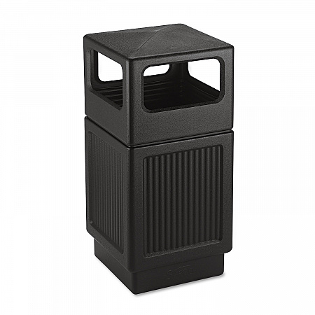 Canmeleon Recessed Panel Receptacles, Side-Open, 38 gal, Polyethylene, Black (9476BL)