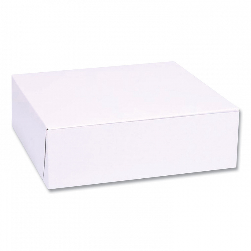 White One-Piece Non-Window Bakery Boxes, Standard, 8 x 2.5 x 8, White, Paper, 250/Bundle (1533)