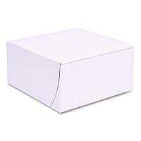 White One-Piece Non-Window Bakery Boxes, Standard, 8 x 8 x 4, White, Paper, 250/Bundle (1541)