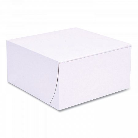 White One-Piece Non-Window Bakery Boxes, Standard, 8 x 8 x 4, White, Paper, 250/Bundle (1541)