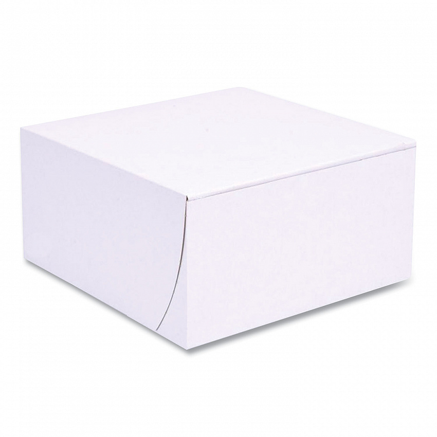 White One-Piece Non-Window Bakery Boxes, Standard, 8 x 8 x 4, White, Paper, 250/Bundle (1541)