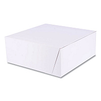 White One-Piece Non-Window Bakery Boxes, Standard, 10 x 10 x 4, White, Paper, 100/Bundle (1573)