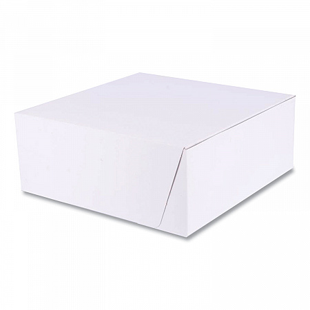 White One-Piece Non-Window Bakery Boxes, Standard, 10 x 10 x 4, White, Paper, 100/Bundle (1573)