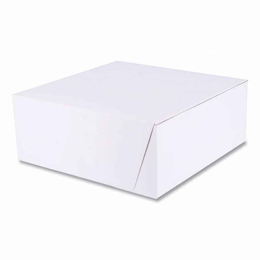 White One-Piece Non-Window Bakery Boxes, Standard, 10 x 10 x 4, White, Paper, 100/Bundle (1573)