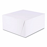White One-Piece Non-Window Bakery Boxes, Standard, 10 x 10 x 5, White/Brown, Paper, 100/Bundle (1576)