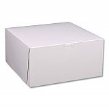 White One-Piece Non-Window Bakery Boxes, Standard, 12 x 12 x 6, White/Brown, Paper, 50/Bundle (1589)
