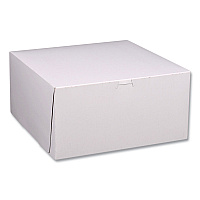 White One-Piece Non-Window Bakery Boxes, Standard, 12 x 12 x 6, White/Brown, Paper, 50/Bundle (1589)