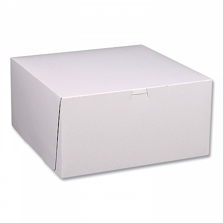 White One-Piece Non-Window Bakery Boxes, Standard, 12 x 12 x 6, White/Brown, Paper, 50/Bundle (1589)