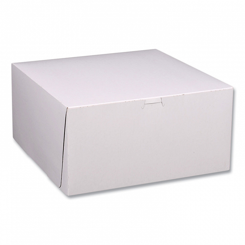 White One-Piece Non-Window Bakery Boxes, Standard, 12 x 12 x 6, White/Brown, Paper, 50/Bundle (1589)