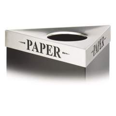 Safco TRIFECTA WASTE RECEPTACLE LID, LASER CUT "PAPER" INSCRIPTION, 20W X 20D X 3H, STAINLESS STEEL (9560PA)