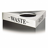 Trifecta Waste Receptacle Lid, Laser Cut "WASTE" Inscription, 20w x 20d x 3h, Stainless Steel (9560WA)