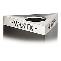 Trifecta Waste Receptacle Lid, Laser Cut "WASTE" Inscription, 20w x 20d x 3h, Stainless Steel (9560WA)