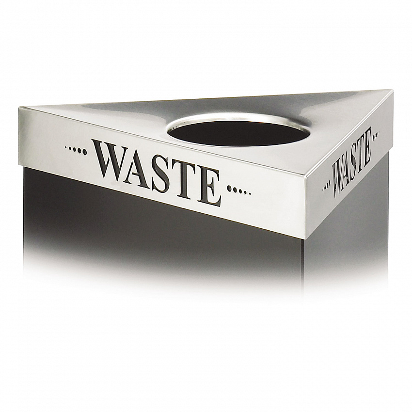 Trifecta Waste Receptacle Lid, Laser Cut "WASTE" Inscription, 20w x 20d x 3h, Stainless Steel (9560WA)