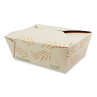 No Tree Folded Takeout Containers, 46 oz, 5.5 x 6.9 x 2.5, Natural, Sugarcane, 300/Carton (TONT8)