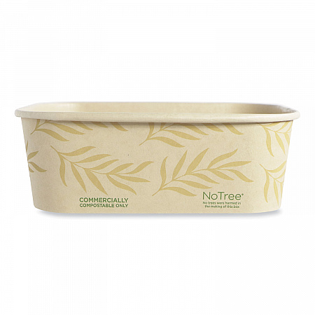 No Tree Rectangular Containers, 24 oz, 4.7 x 6.8 x 2.3, Natural, Sugarcane, 300/Carton (CTNT24)