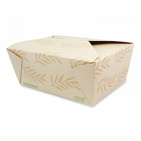 No Tree Folded Takeout Containers, 95 oz, 6.5 x 8.7 x 3.5, Natural, Sugarcane, 160/Carton (TONT4)