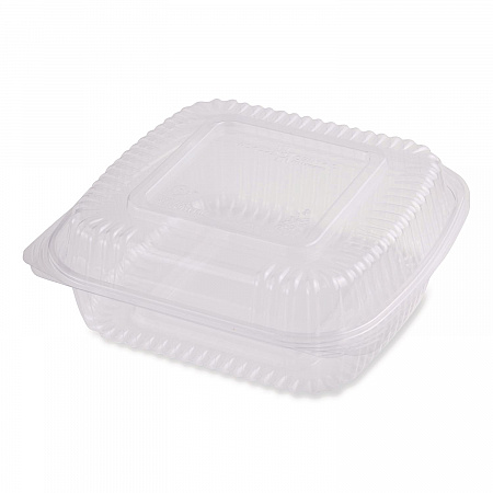 PLA Hinged Clamshells, 46 oz, 8.3 x 8.6 x 3.1, Clear, Plastic, 300/Carton (KLCS8N)