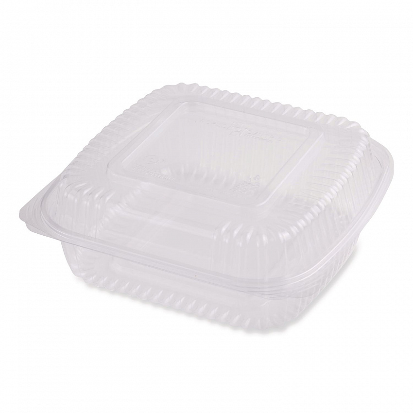 PLA Hinged Clamshells, 46 oz, 8.3 x 8.6 x 3.1, Clear, Plastic, 300/Carton (KLCS8N)
