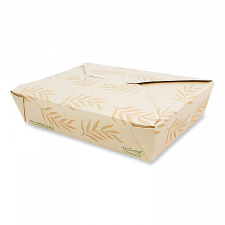 No Tree Folded Takeout Containers, 50 oz, 6.2 x 8.5 x 1.85, Natural, Sugarcane, 200/Carton (TONT2)