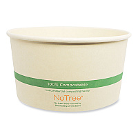 No Tree Wide Paper Bowls, 32 oz, 5.9" Diameter x 3.1" h, Natural, Sugarcane, 300/Carton (BONT32W)