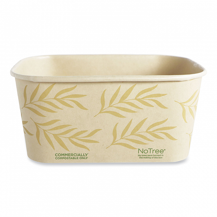 No Tree Rectangular Containers, 32 oz, 4.7 x 6.8 x 3, Natural, Sugarcane, 300/Carton (CTNT32)