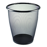 Onyx Round Mesh Wastebaskets, 5 gal, Steel Mesh, Black (9717BL)