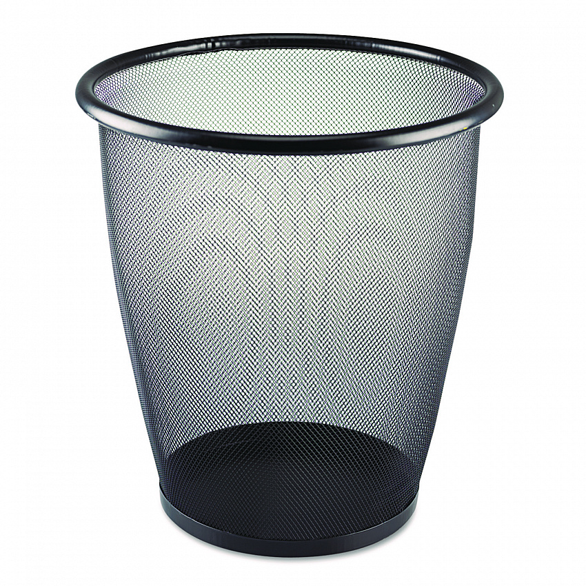 Onyx Round Mesh Wastebaskets, 5 gal, Steel Mesh, Black (9717BL)