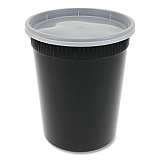 Newspring DELItainer Microwavable Container, 32 oz, 4.55 x 4.55 x 5.55, Black/Clear, Plastic, 240/Carton (YSD2532B)
