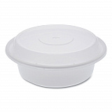 Newspring VERSAtainer Microwavable Containers, Round, 16 oz, 6 x 6 x 1.5, White/Clear, Plastic, 150/Carton (NC718)