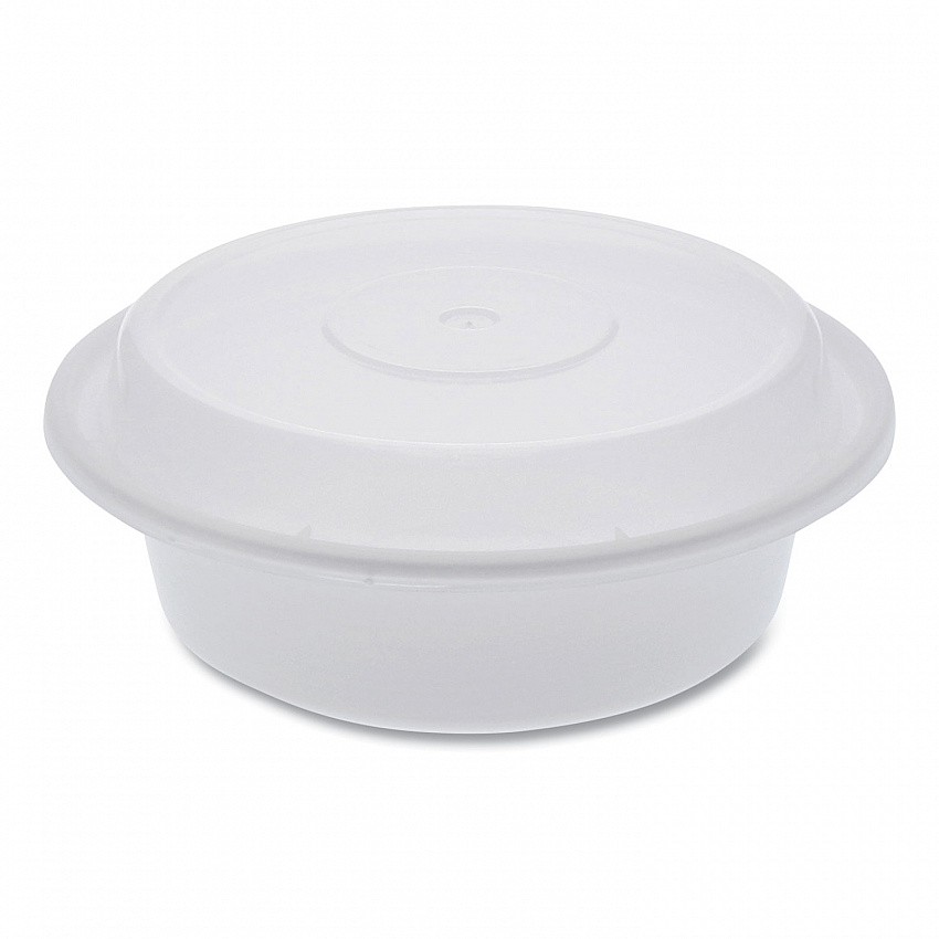 Newspring VERSAtainer Microwavable Containers, Round, 16 oz, 6 x 6 x 1.5, White/Clear, Plastic, 150/Carton (NC718)