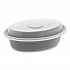 Newspring VERSAtainer Microwavable Containers, Oval, 8 oz, 5.7 x 4 x 1.5, Black/Clear, Plastic, 150/Carton (OC08B)