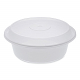 Newspring VERSAtainer Microwavable Containers, Round, 32 oz, 7 x 7 x 2.8, White/Clear, Plastic, 150/Carton (NC729)