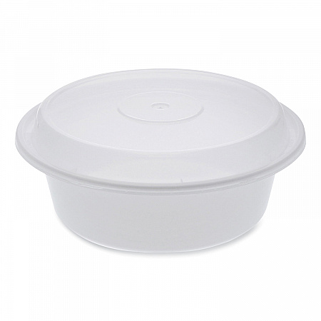 Newspring VERSAtainer Microwavable Containers, Round, 32 oz, 7 x 7 x 2.8, White/Clear, Plastic, 150/Carton (NC729)