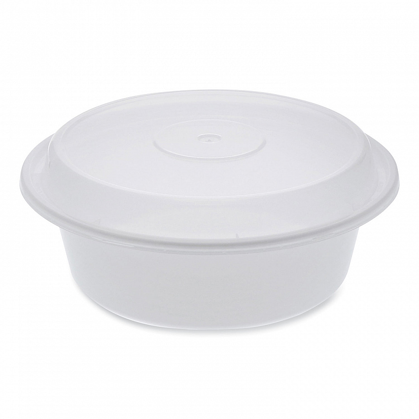 Newspring VERSAtainer Microwavable Containers, Round, 32 oz, 7 x 7 x 2.8, White/Clear, Plastic, 150/Carton (NC729)