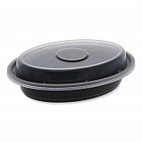 Newspring VERSAtainer Microwavable Containers, Oval, 6 oz, 5.7 x 4 x 1.5, Black/Clear, Plastic, 150/Carton (OC06B)