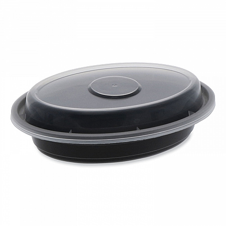 Newspring VERSAtainer Microwavable Containers, Oval, 6 oz, 5.7 x 4 x 1.5, Black/Clear, Plastic, 150/Carton (OC06B)