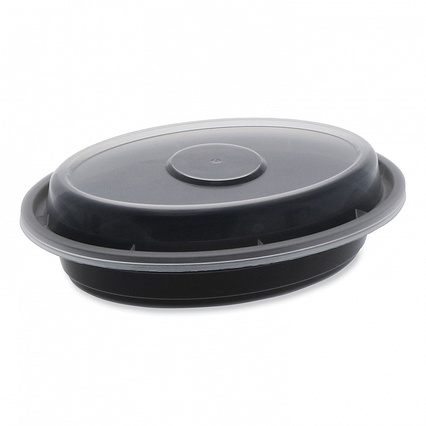 Newspring VERSAtainer Microwavable Containers, Oval, 6 oz, 5.7 x 4 x 1.5, Black/Clear, Plastic, 150/Carton (OC06B)