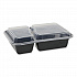 Newspring VERSAtainer Microwavable Containers, Rectangular, 2 Compartments, 30 oz, Black/Clear, Plastic, 150/Carton (NC8288B)