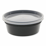 Newspring DELItainer Microwavable Container, 8 oz, 4.7 x 4.7 x 1.8, Black/Clear, Plastic, 240/Carton (YL2508B)