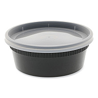 Newspring DELItainer Microwavable Container, 8 oz, 4.7 x 4.7 x 1.8, Black/Clear, Plastic, 240/Carton (YL2508B)