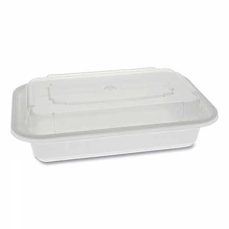 Newspring VERSAtainer Microwavable Containers, Rectangular, 16 oz, 7.4 x 5 x 2.2, White/Clear, Plastic, 150/Carton (NC8168)
