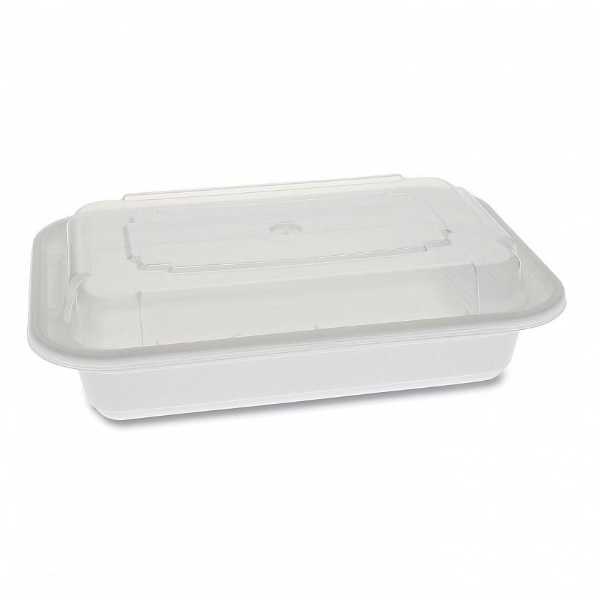 Newspring VERSAtainer Microwavable Containers, Rectangular, 16 oz, 7.4 x 5 x 2.2, White/Clear, Plastic, 150/Carton (NC8168)