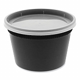 Newspring DELItainer Microwavable Container, 16 oz, 4.7 x 4.7 x 3.1, Black/Clear, Plastic, 240/Carton (YSD2516B)