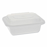 Newspring VERSAtainer Microwavable Containers, Rectangular, 12 oz, 5.8 x 4.6 x 2.3, White/Clear, Plastic, 150/Carton (NC818)