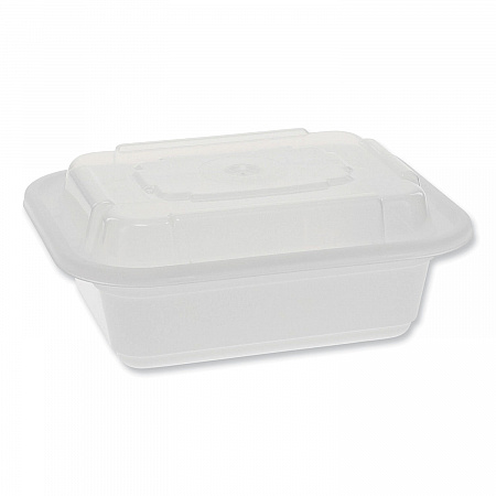 Newspring VERSAtainer Microwavable Containers, Rectangular, 12 oz, 5.8 x 4.6 x 2.3, White/Clear, Plastic, 150/Carton (NC818)