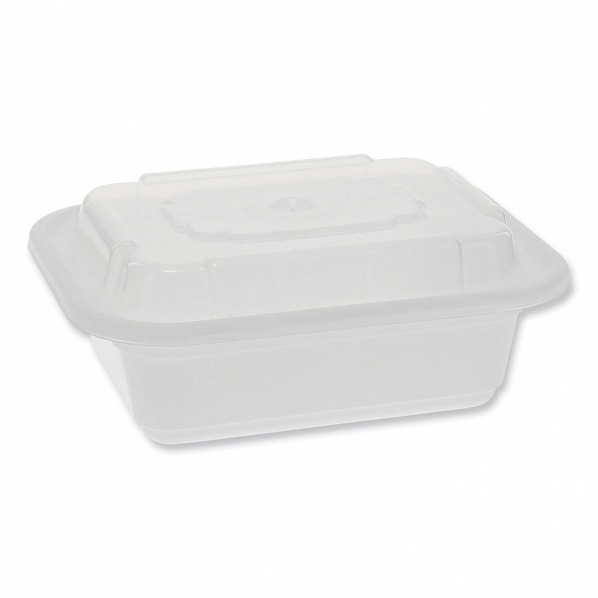 Newspring VERSAtainer Microwavable Containers, Rectangular, 12 oz, 5.8 x 4.6 x 2.3, White/Clear, Plastic, 150/Carton (NC818)