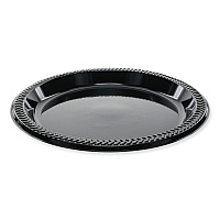 Meadoware Impact Plastic Dinnerware, Plate, 8.9" dia, Black, 400/Carton (YMI9E)